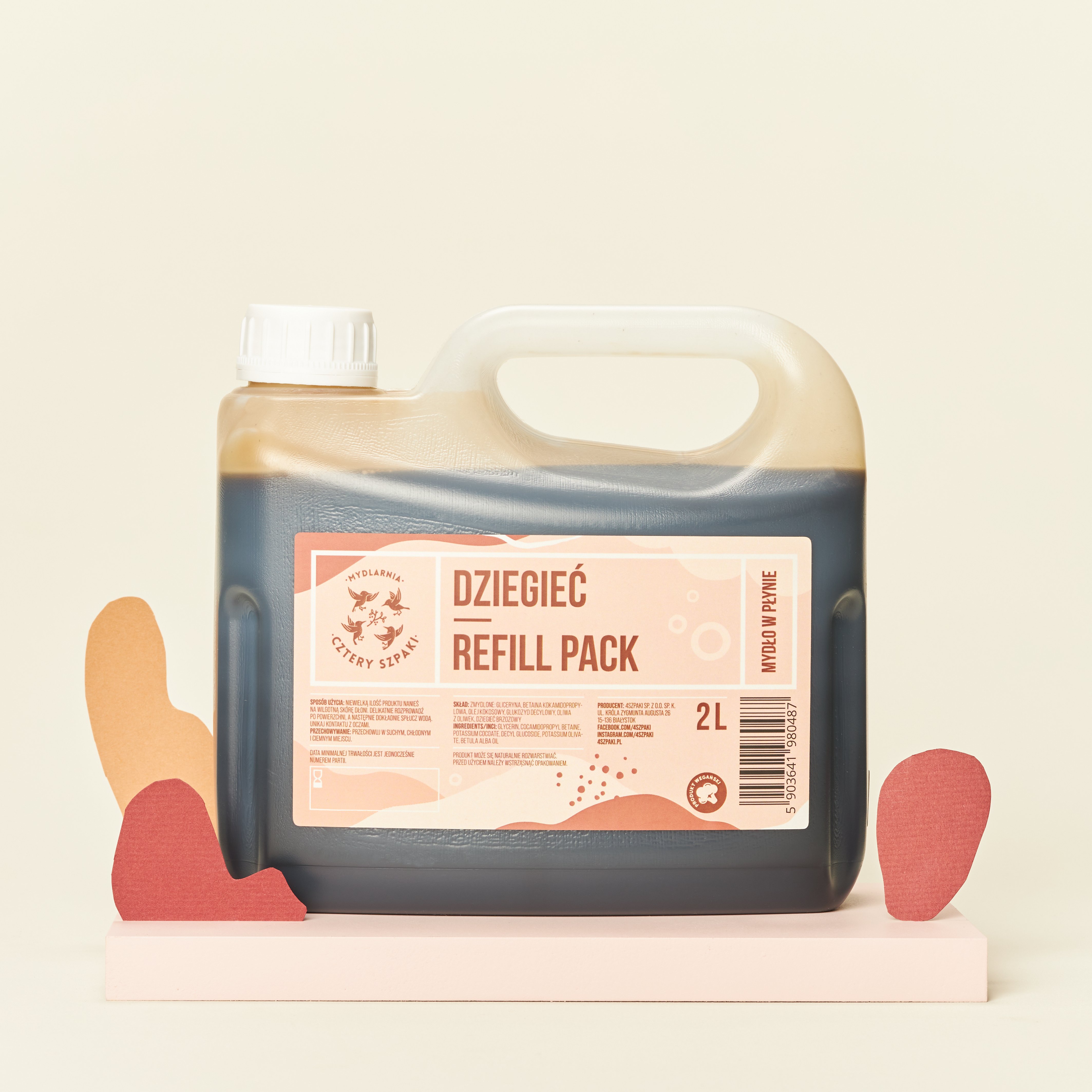 Naturalne mydło w płynie w dwulitrowym opakowaniu typu refill Dziegieć