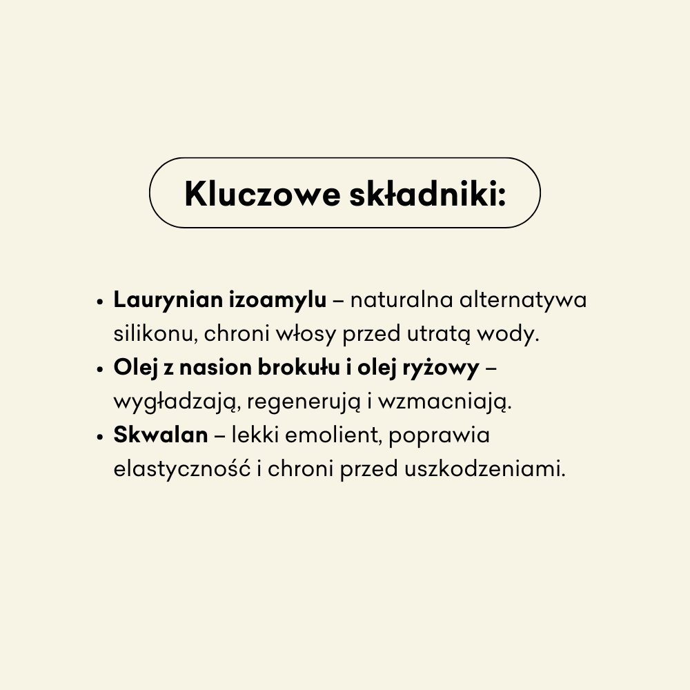 Regenerujące serum na końcówki - Eukaliptus Cytrynowy, składniki: laurynian izoamylu, olej z nasion brokułu i olej ryżowy, skwalan.