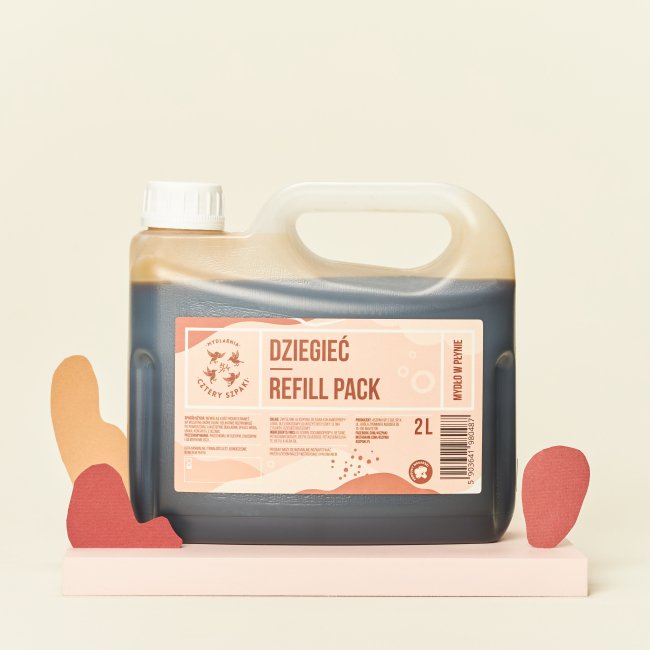 Naturalne mydło w płynie w dwulitrowym opakowaniu typu refill Dziegieć